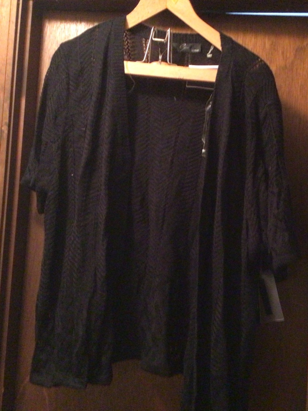 NWT ss black crochet cardigan sweater